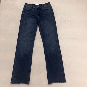 FRAME Denim Women's Le High Straight Jeans Blue Stretch Raw Hem Size 27